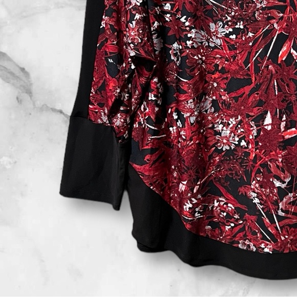 Clientele Vintage Red/Black/White Floral Print Top sz XL - Picture 8 of 12